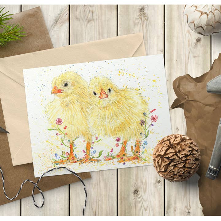 Jen Winnett Eco Artist - Wholesale Easter Card - Chicks | Eco Friendly Card Colourful Greetings Easter Blank1
