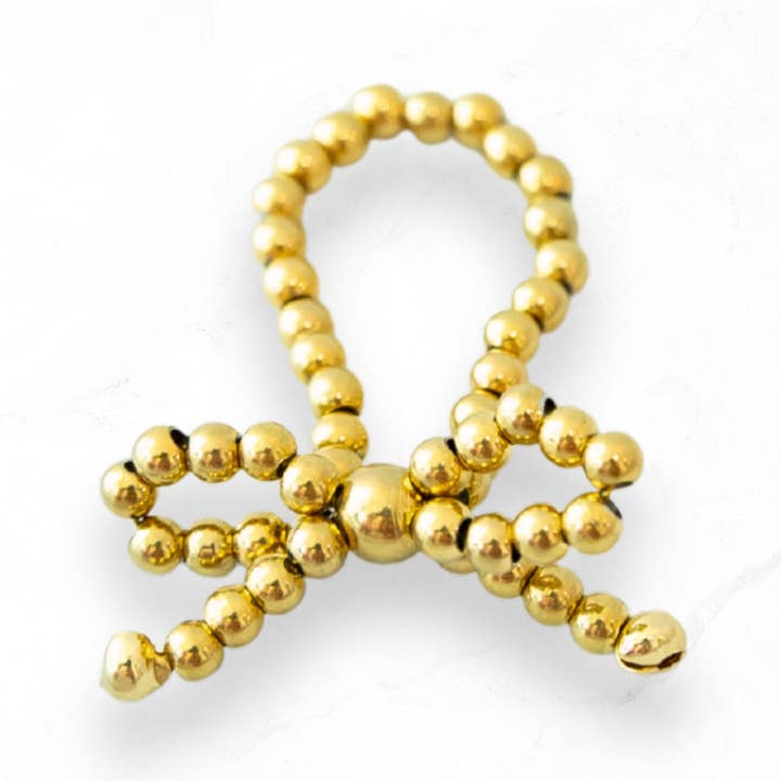 Gold Beaded Bow Ring for wholesale by Golden Thread