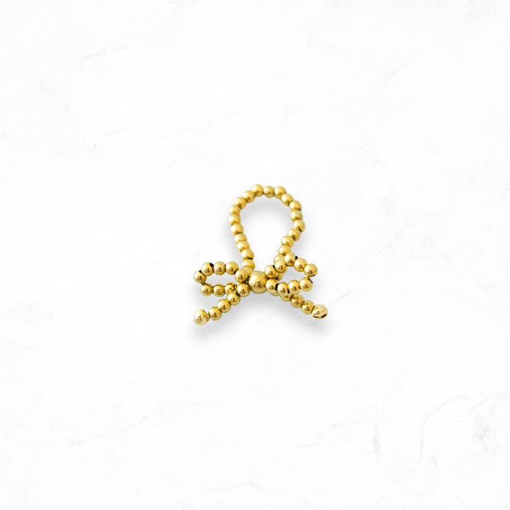 Gold Beaded Bow Ring for wholesale by Golden Thread