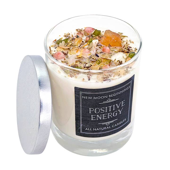 New Moon Beginnings - Wholesale Jar/Filled Candle - Positive Energy Candle - Soy Candles - Herb & Crystal Candle4