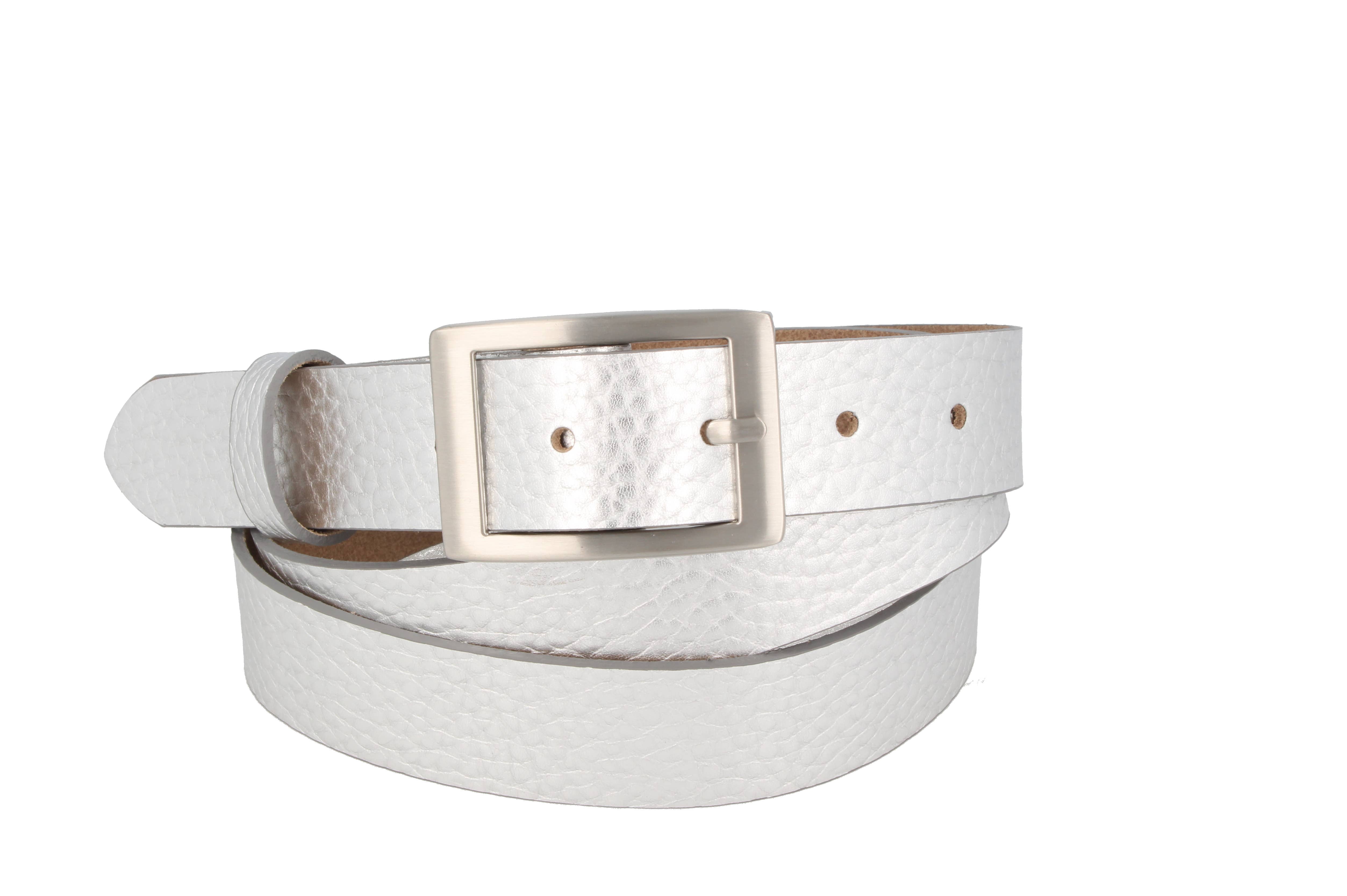 Sera Silver Metallic Leather Women's Belt for wholesale by MGM Design e.K.