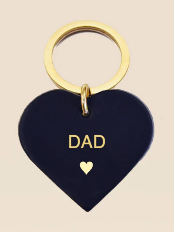 DAD porta-chaves coração personalizado em couro azul meia-noite por atacado de FAUVETTE PARIS