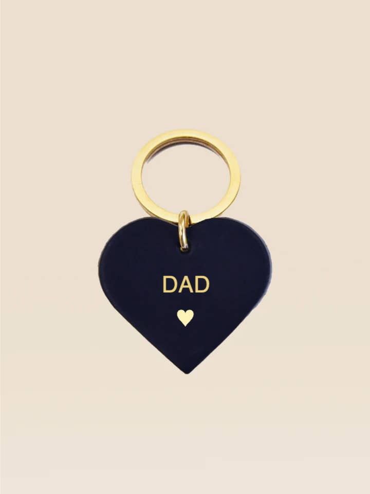 DAD midnight blue leather personalized heart keychain for wholesale by FAUVETTE PARIS