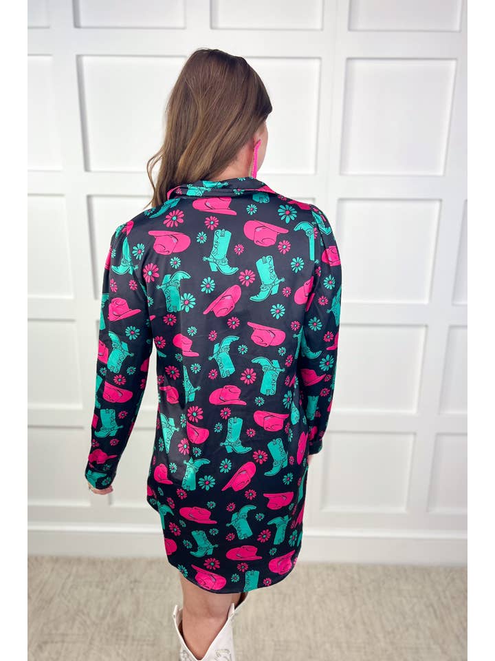 Charcoal Rodeo Ready Button Up Dress for wholesale on Faire