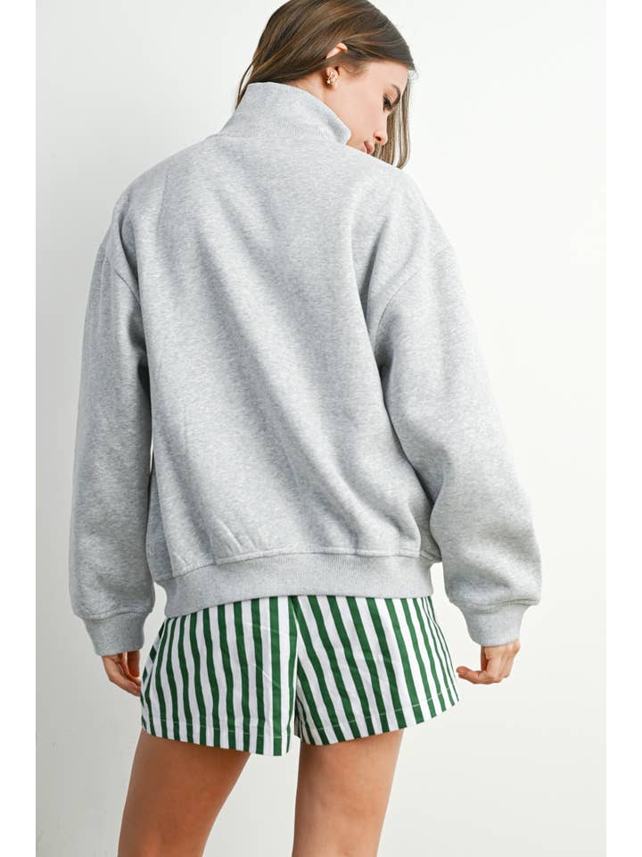 BUTTERMELON - Wholesale Sweatshirt - Women's - Quarter Zip Long Sleeve Top - BMT779513