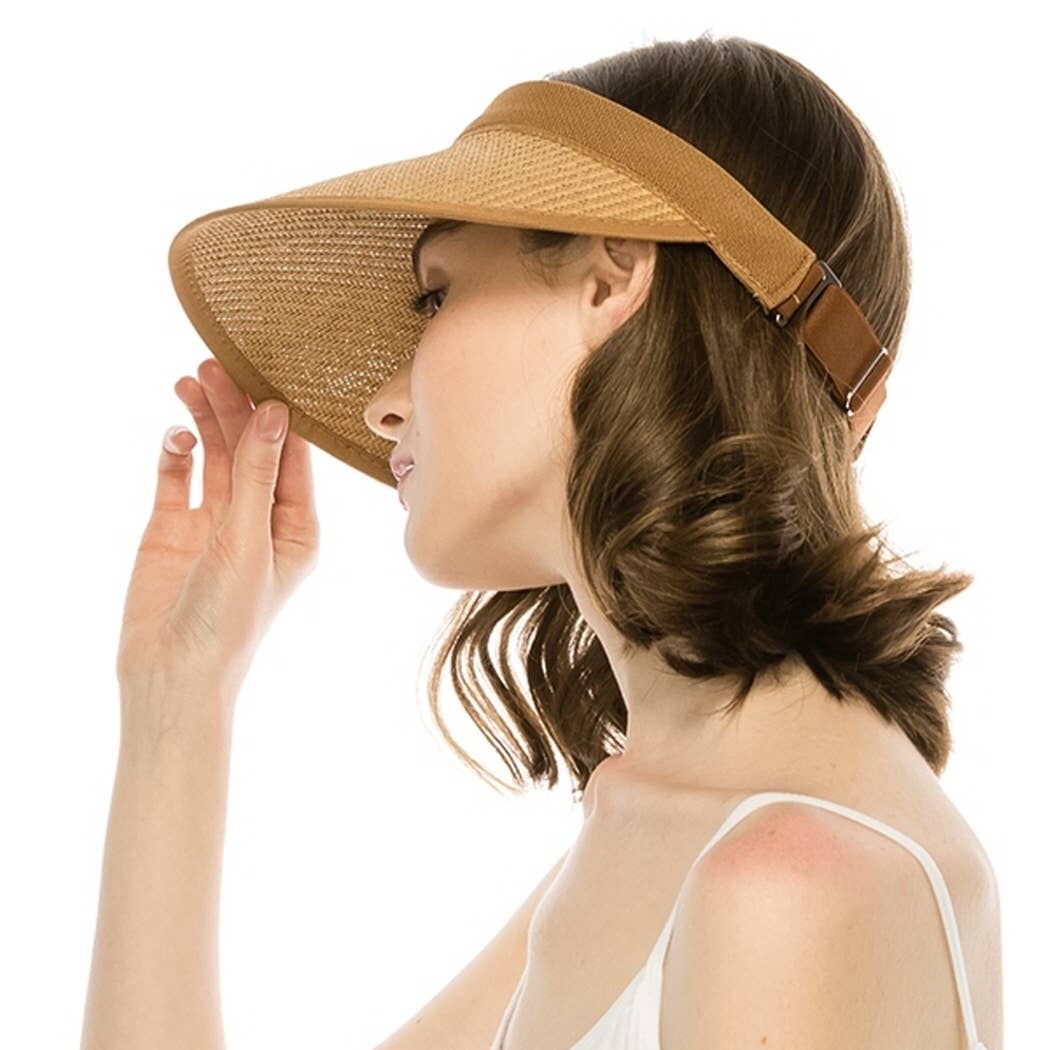 Bella Betty - Vente Visière – femme - Chapeau pare-soleil en paille structuré avec bande ajustable extensible2