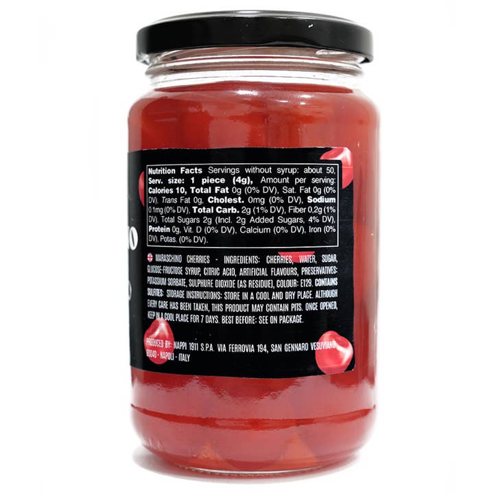 Wholesale Italian Food - Wholesale Preserves - Nappi 1991, Marachino Cherries without Stems, 14 oz