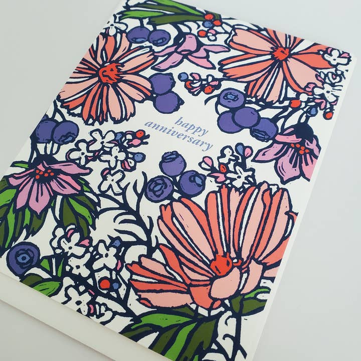 Little Green - Wholesale Graduation Card - NEW Happy Anniversary Floral Greeting Card2