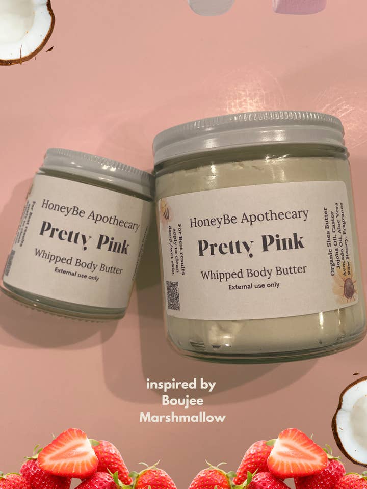 Pretty Pink Body Butter for wholesale by HoneyBe Apothecary