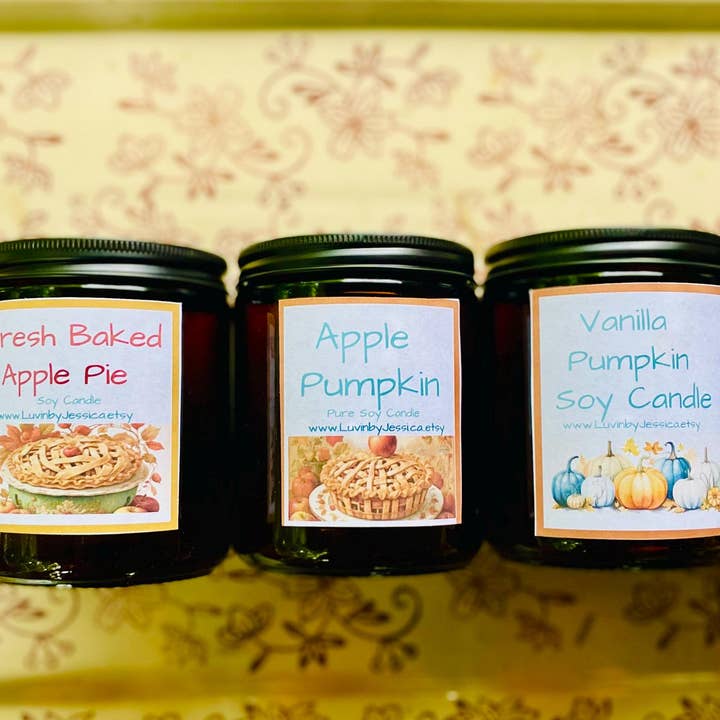 LuvinbyJessica.etsy.com - Wholesale Jar/Filled Candle - Apple Pumpkin Soy Candle for Fall and Winter Decor4