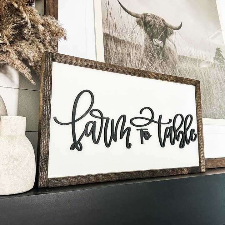 Dakota + Pine Design Co. - Vente Pancarte - Panneau en bois « De la ferme à la table »3