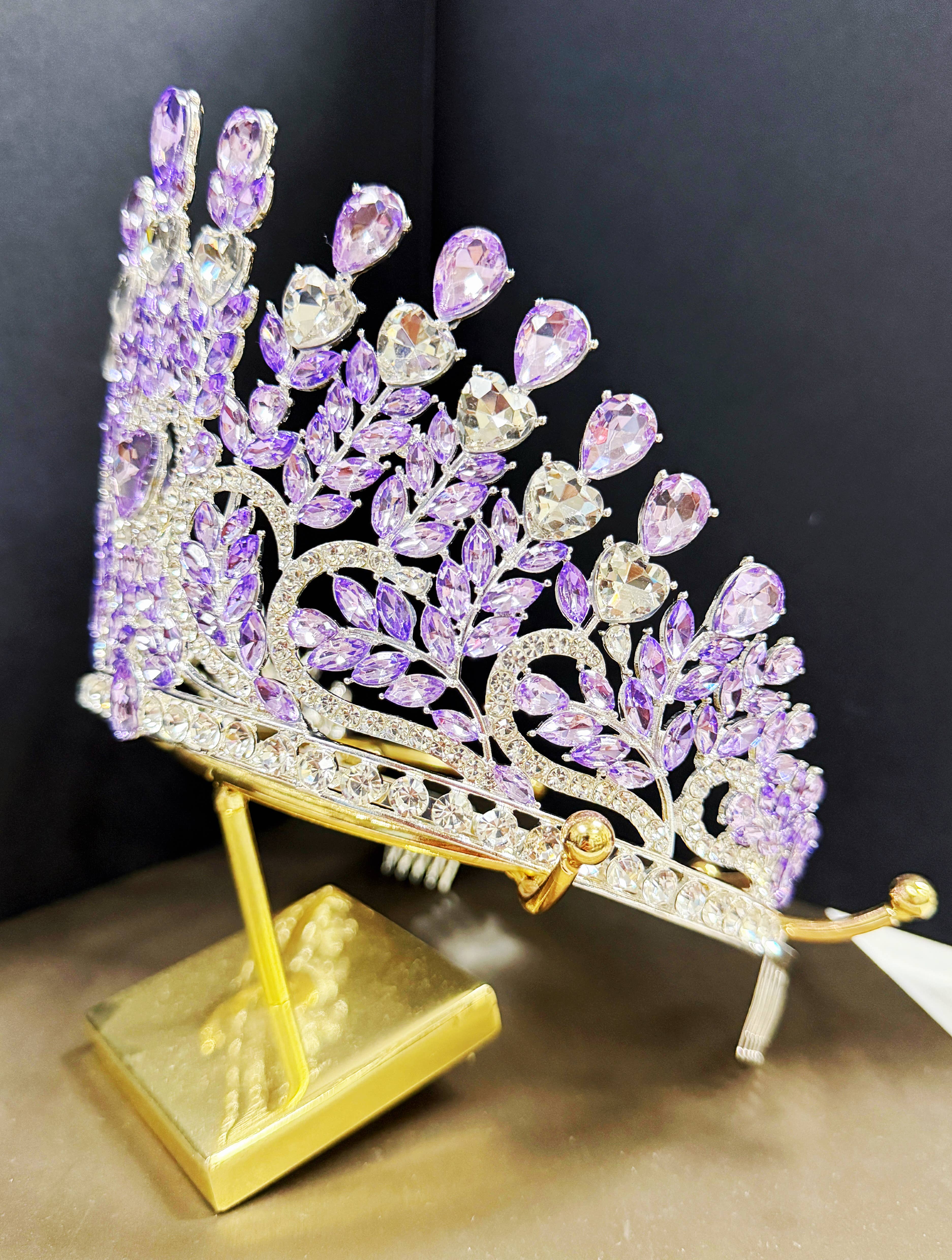 Happy Dream Gifts - Wholesale Tiara - Women's - Pageant Crown, Bridal Headpiece, Purple Crystal Silver Crown3