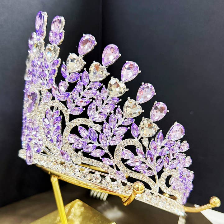 Happy Dream Gifts - Wholesale Tiara - Women's - Pageant Crown, Bridal Headpiece, Purple Crystal Silver Crown3