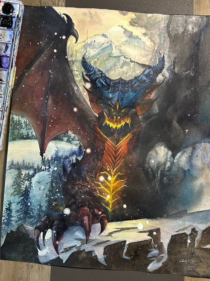 Deathwing - Story / Medieval Collection Original Painting for wholesale by Dream In Watercolor