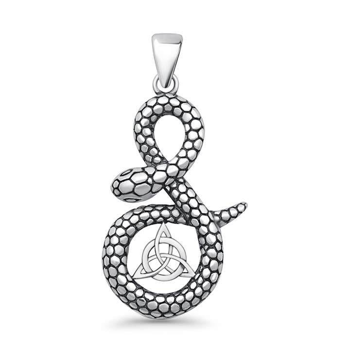 Snake & Triquetra Oxidized Pendant for wholesale by Blue Apple Imports