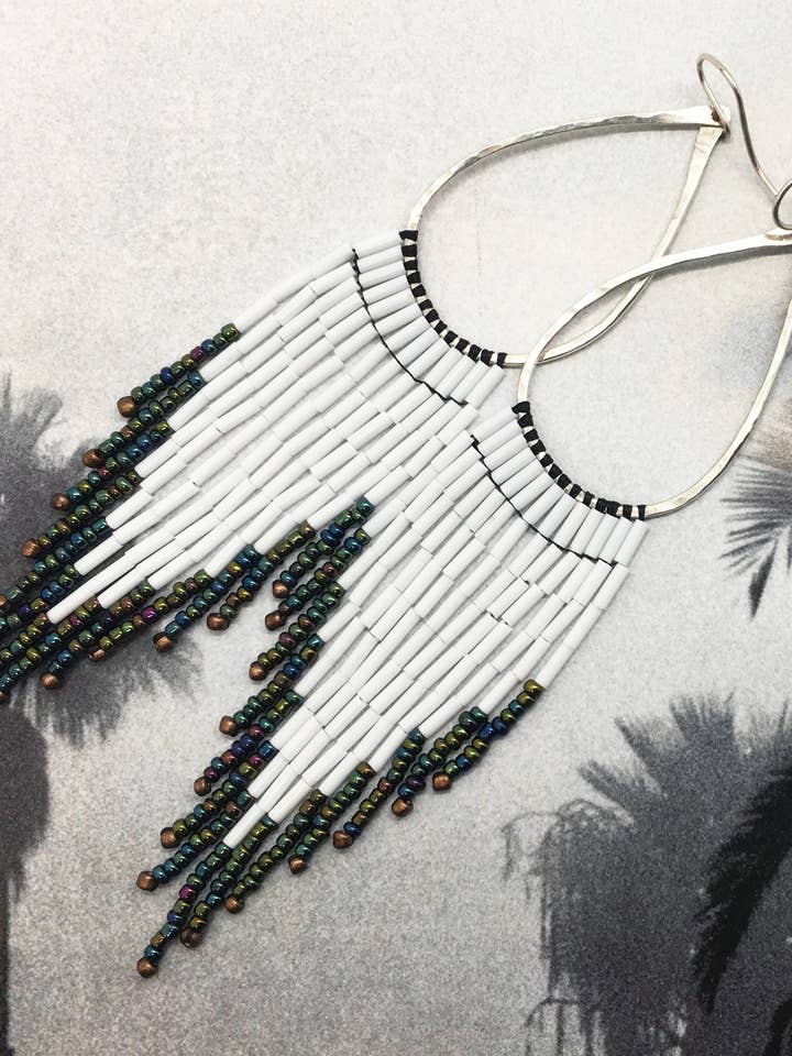 White Falls Fringe Earrings for wholesale by Naomi Star Designs