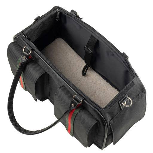 Petote - Wholesale Pet carrier – Cat/dog - Marlee 2 Black with Stripe1