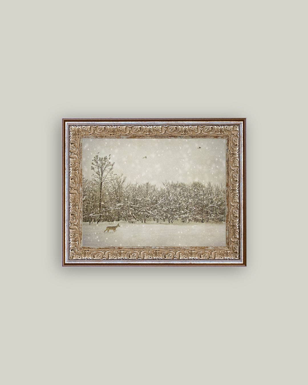 Petal Lane Home - Wholesale Art Print - Winter Fawn Framed Antique Art