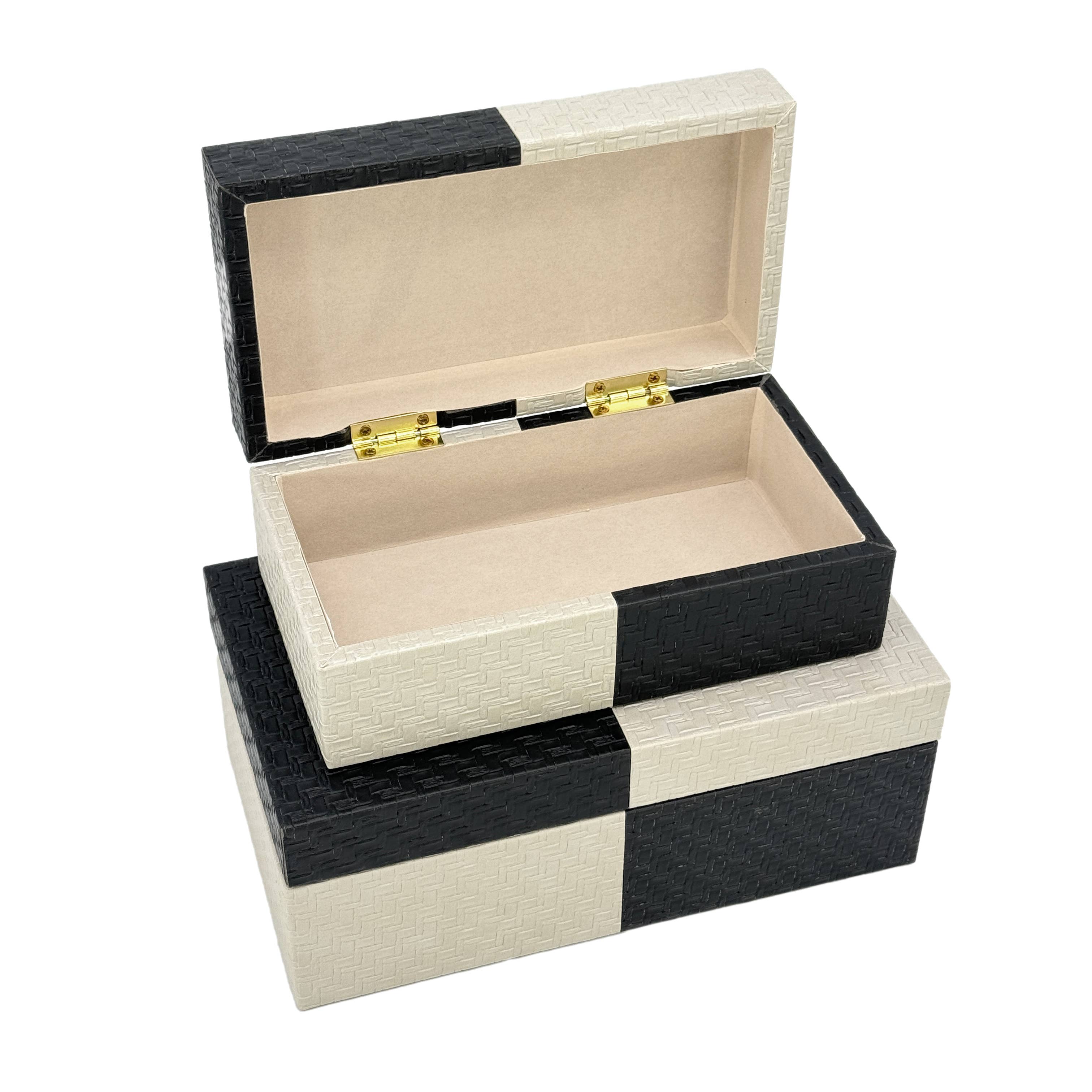 Galt International Company - Vente Boîtes décoratives - Coffret décoratif bicolore en cuir végétalien19