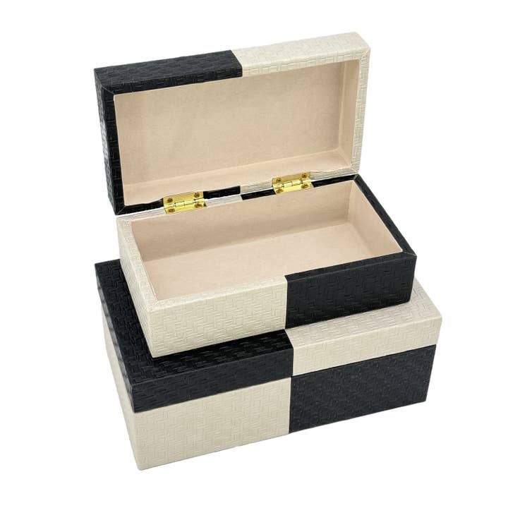 Galt International Company - Vente Boîtes décoratives - Coffret décoratif bicolore en cuir végétalien19