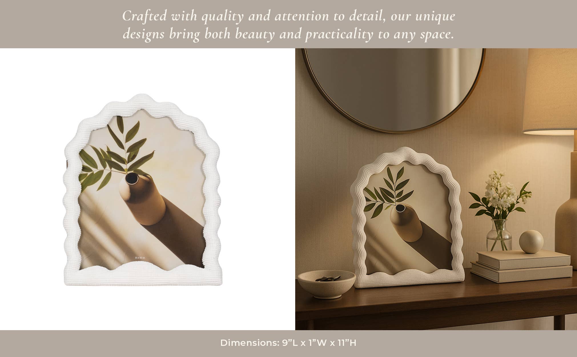 White Photo Frame - Resin with Decorative Wavy Arch for wholesale on Faire27