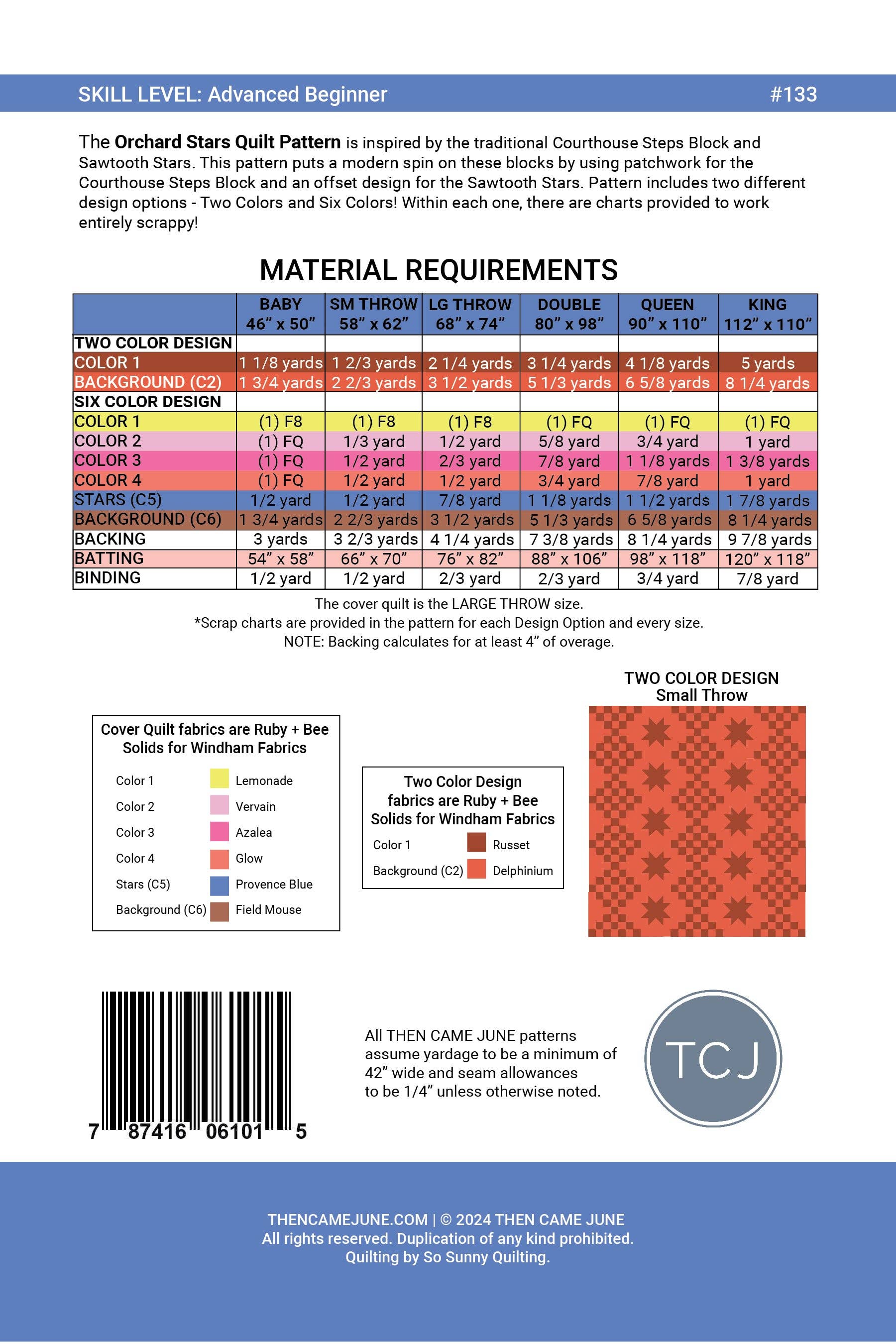 Then Came June – Großhandel Bastel-Nähset – Orchard Stars Quiltmuster, bedruckt1