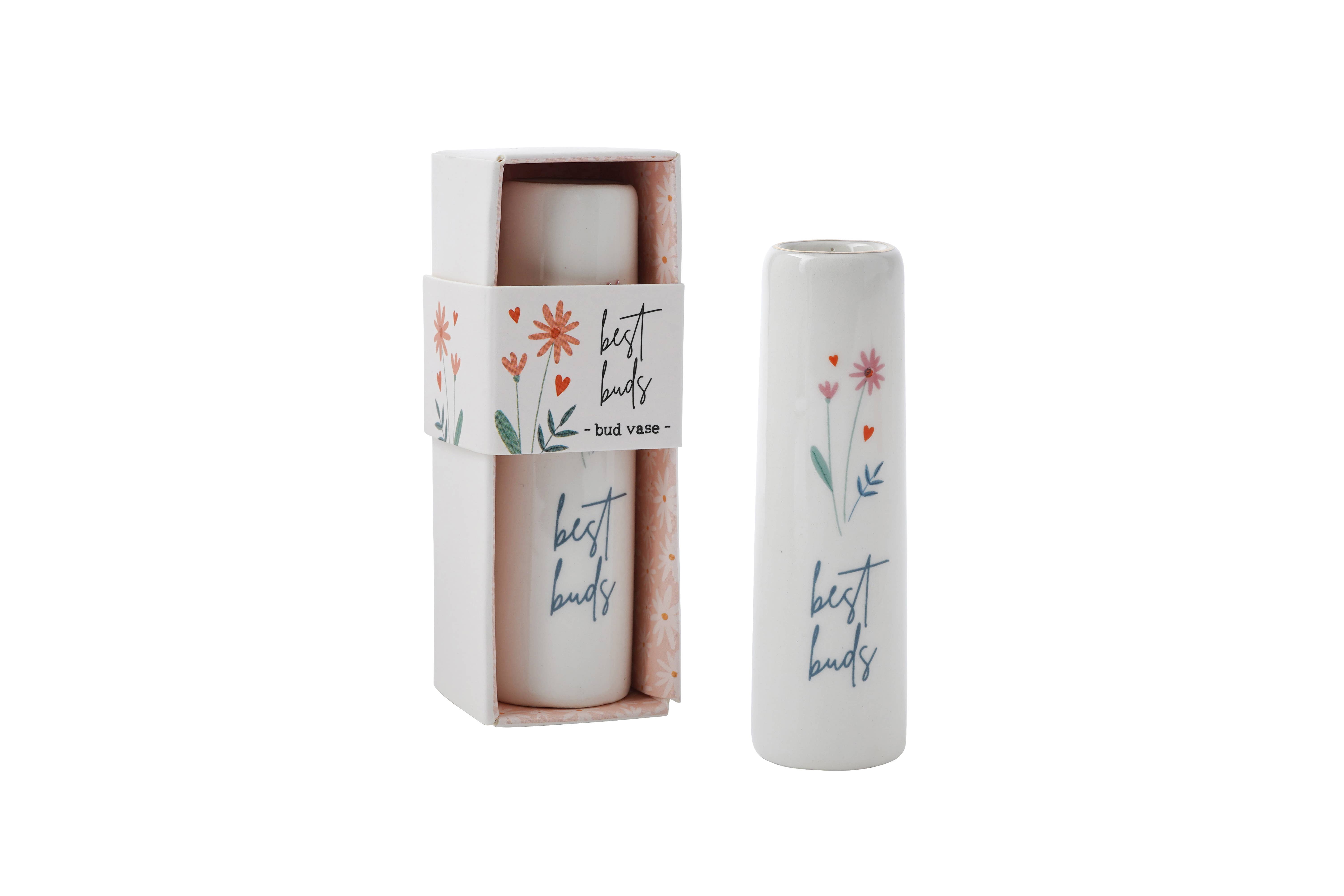 CGB Giftware - Vendita all'ingrosso Vasi - Vaso in ceramica per singolo fiore « Best Buds » Just Smile in confezione regalo1