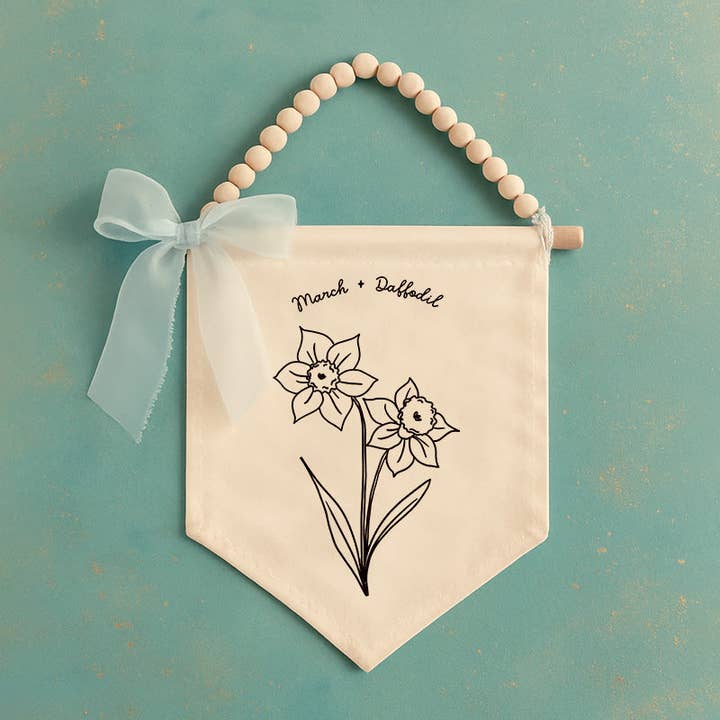 March Birth Month Hang Sign: Daffodil Flower for wholesale by Hunny Prints