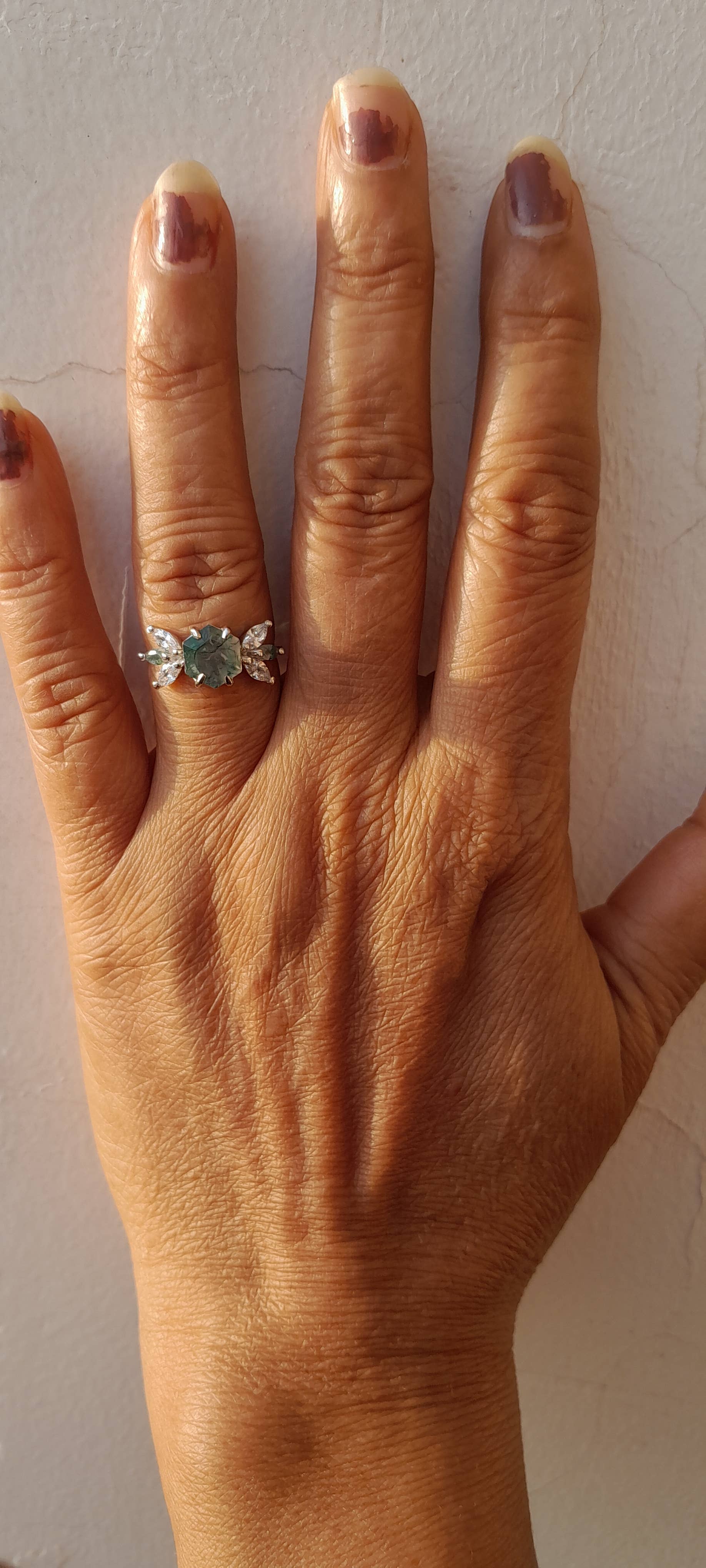 GEMPARA - Wholesale Multi-Stone Ring - Moss Agate hexagon ring7