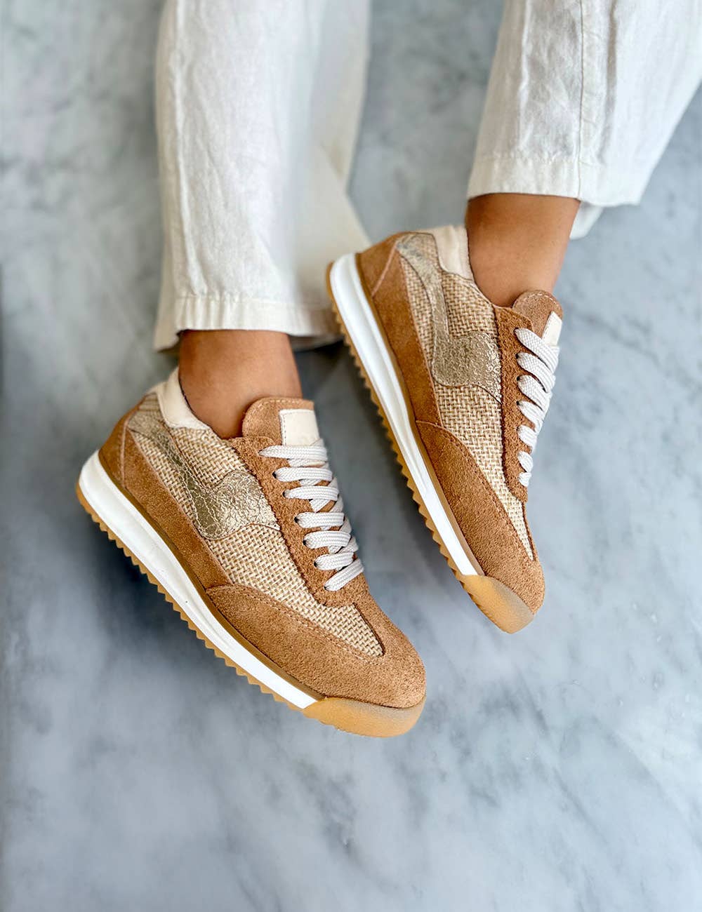 PMK SHOES - Vendita all'ingrosso Sneakers di tendenza - Donna - Poema - Cammello - Sneakers in Pelle di Mucca Fatte a Mano5