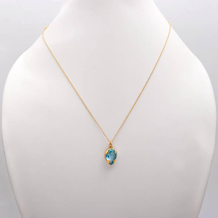 Natural Blue Topaz Pear Faceted Pendent for wholesale by K D Jewels