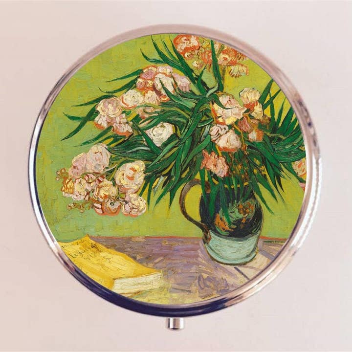 Vincent Van Gogh Oleander Pill Box Case Pillbox Holder Trinket Stash Box Flower Fine Art Painting Artist for wholesale by FringePop