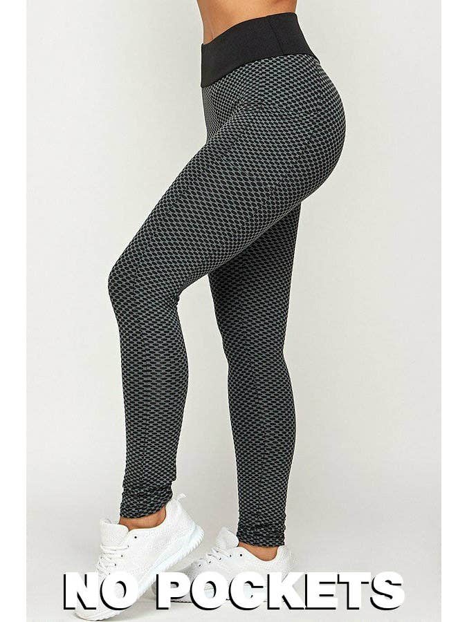 USA Fashion - Wholesale Athletic/Lounge Leggings - Women's - Contrast Textured Scrunch Butt Leggings - NO POCKETS