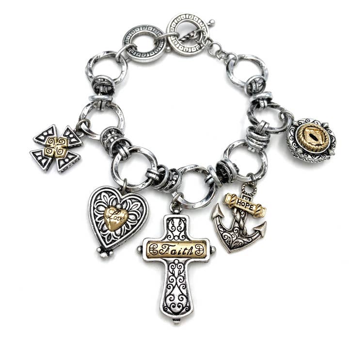 Lunar Deer - Wholesale Charm/Dangle Bracelet - Faith Love Hope Cross Heart Anchor Chain Bracelet