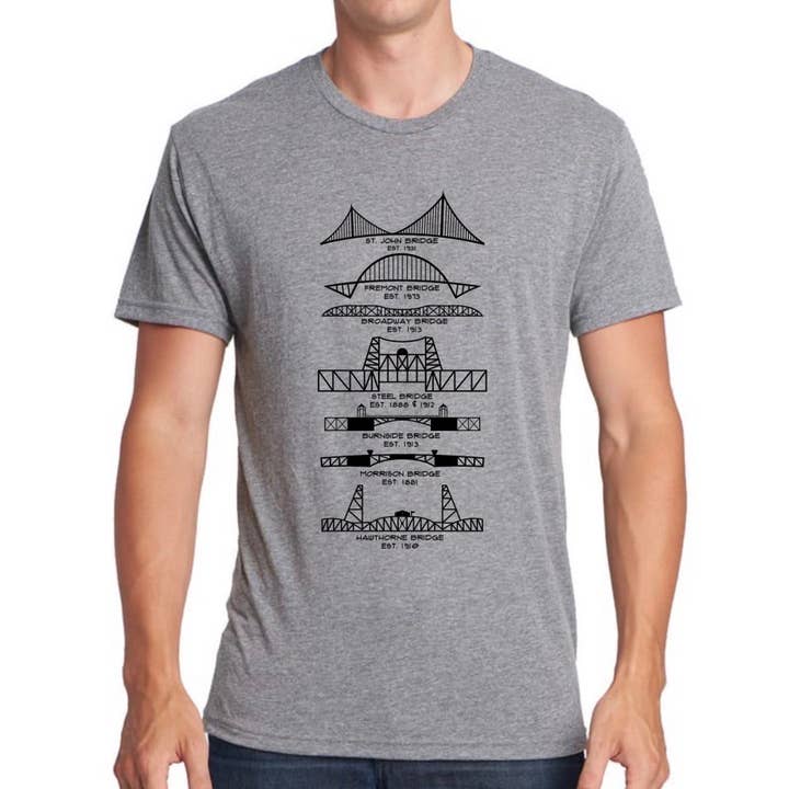 Portland Bridges mens/unisex t-shirt for wholesale by Sweetpea and Boy