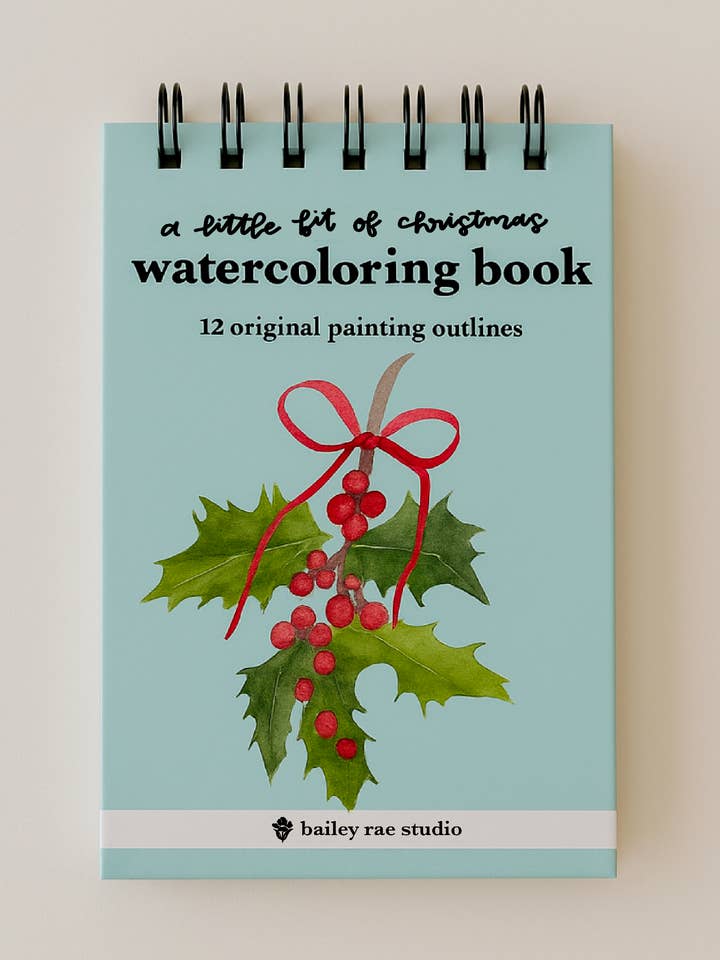 A Little Bit of Christmas - Mini Watercoloring Book for wholesale by Bailey Rae Studio