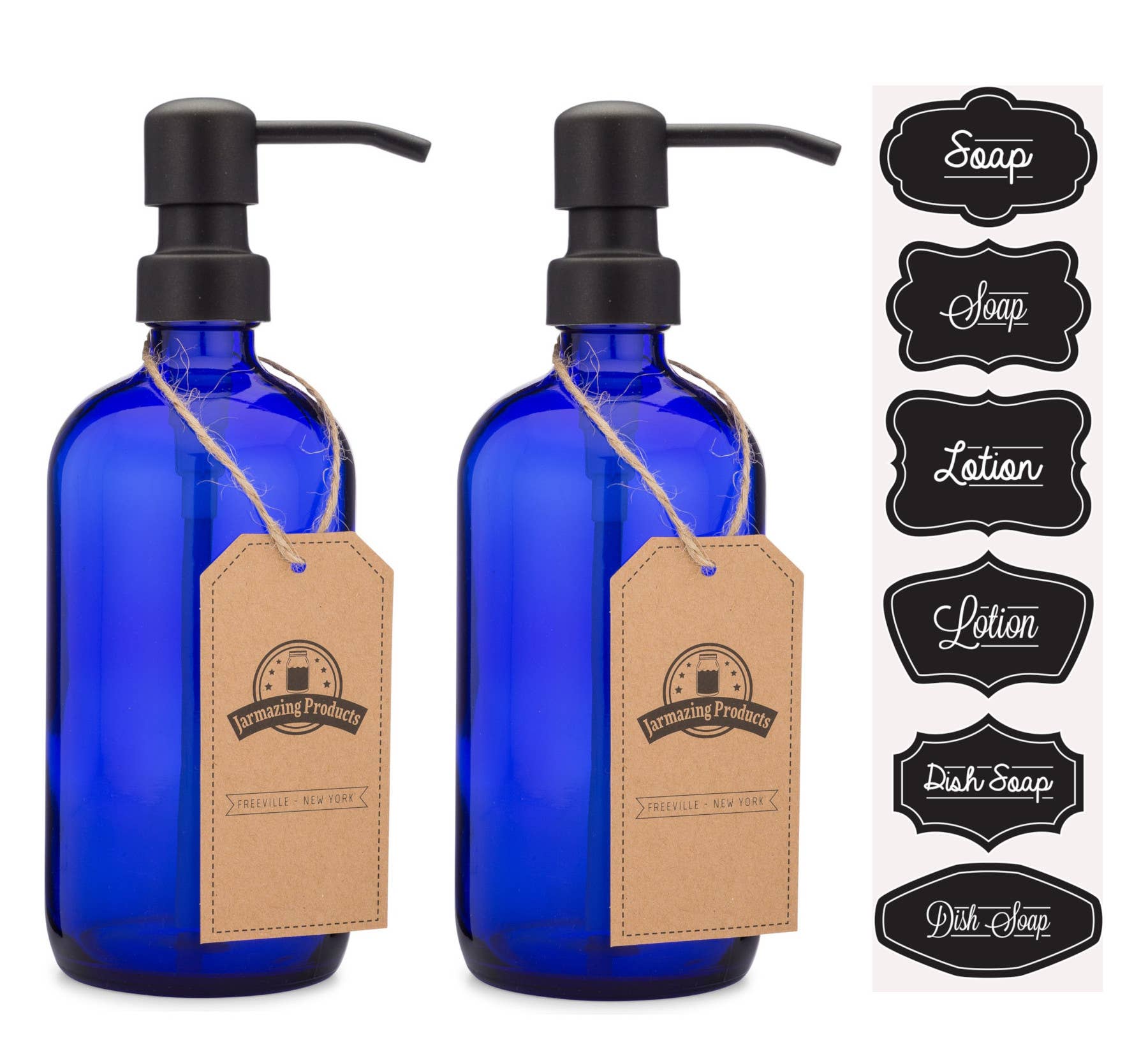 Jarmazing Products - Wholesale Soap Dispenser - Cobalt Glass 16oz Bottle Soap and Lotion Dispenser7