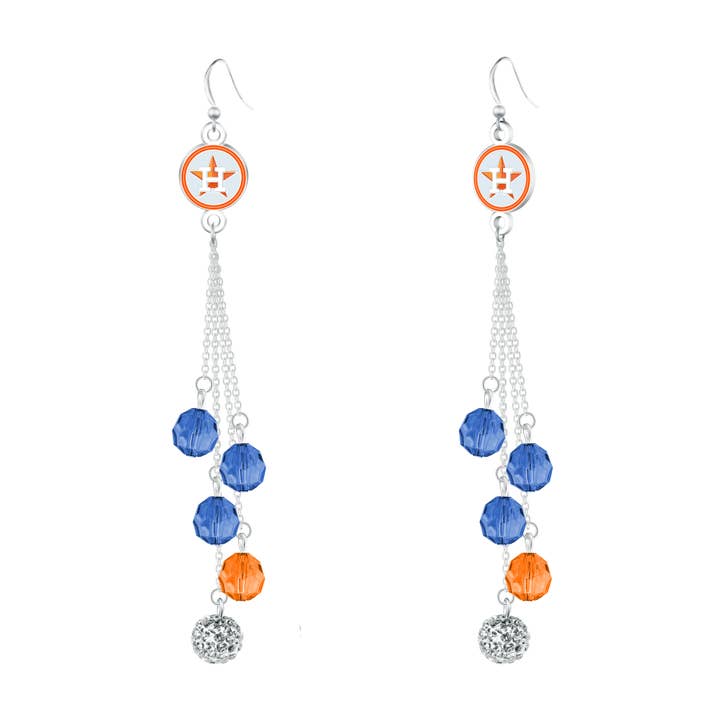 Boucles d'oreilles pendantes en perles MLB Houston Astros pour la vente par Simran International