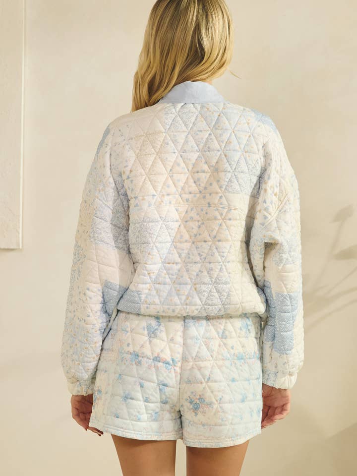 Veveret - Wholesale Lounge Shorts - Women's - Floral textured lounge shorts 24