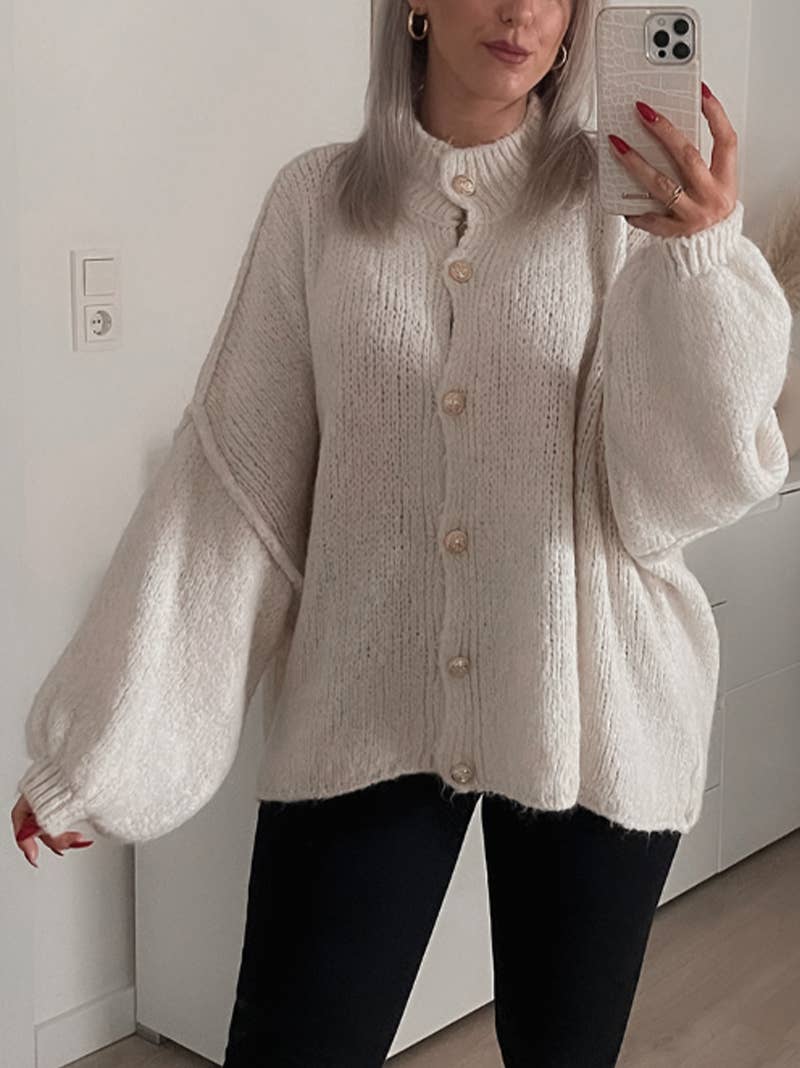 Rosa Clothing - Wholesale Cardigan - Women's - Chunky Casual Vintage Bat-Sleeve Sweater Cardigan1