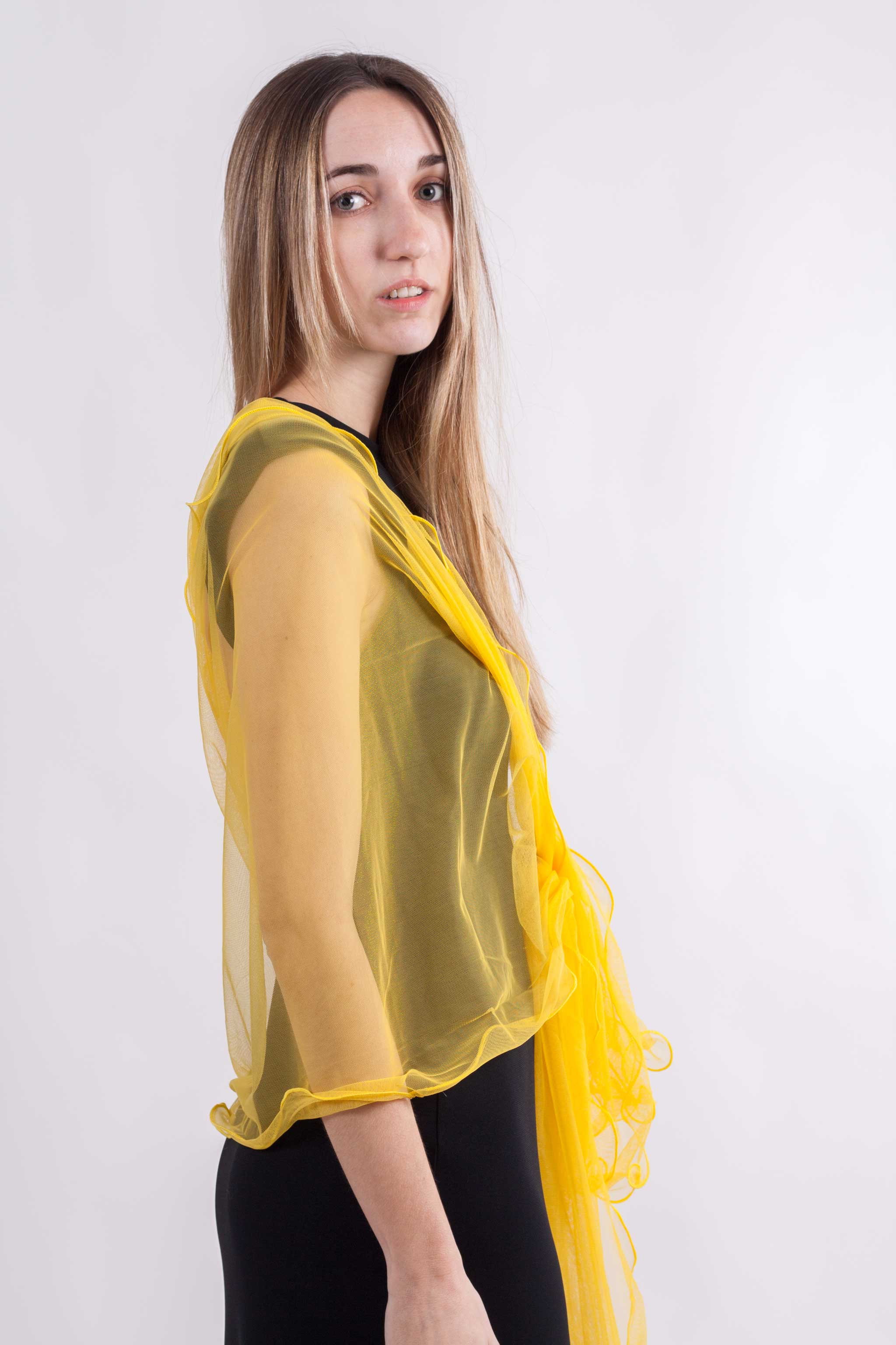 MR Complements - Vente Écharpe – femme - Châle en tulle grande taille aux bords ondulés33