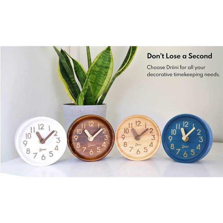 Driini - Wholesale Desk Clock - Driini Wooden Desk & Table Pinewood Analog Clock (Dark)