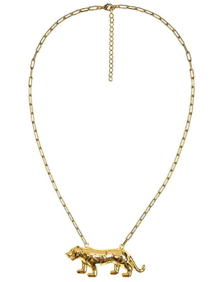 Collana con ciondolo tigre in 3D - placcata in oro 18k - catena a clip - WS per la vendita all'ingrosso da parte di Lisi Lerch