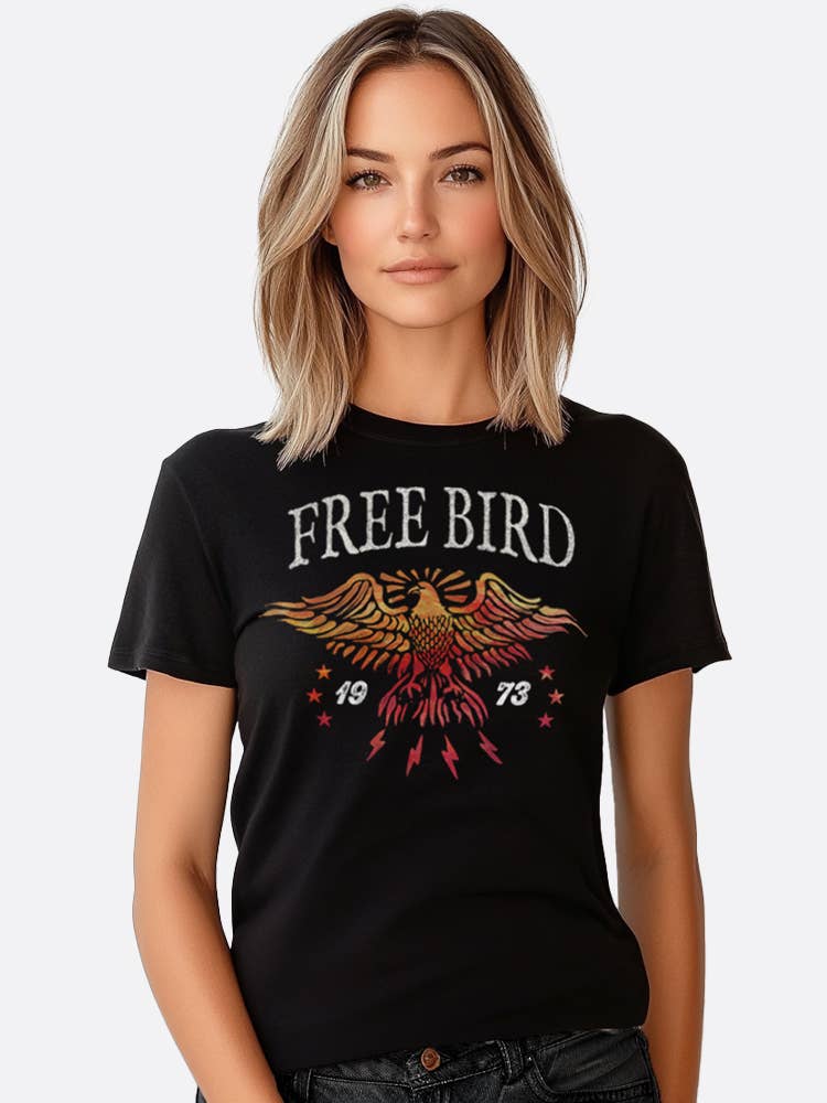 Johnny Threads - Wholesale Screen Printed T-Shirt - Women's - Free Bird Rock Band Boho Eagle Concert Graphic Tee Shirt1