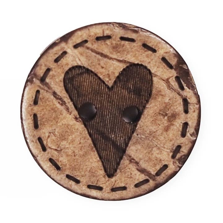 Paul und Clara - Wholesale Sewing Button/Snap - Coconut buttons *heart* 20 mm - 3 pieces0