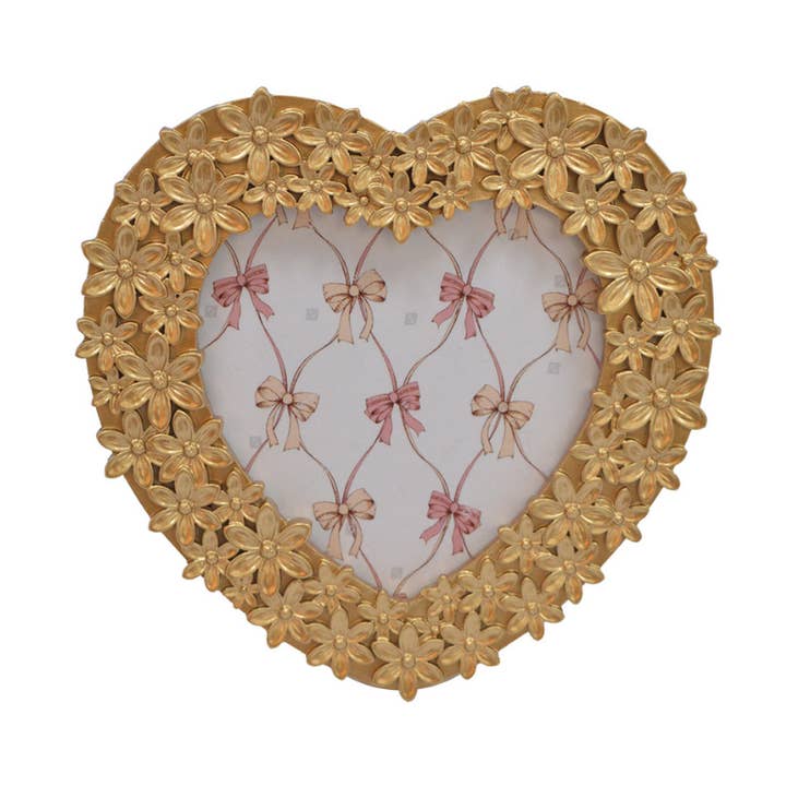 Concepts In Time - Wholesale Picture Frame - Concepts 4x4 Heart Resin Photo Frame with Floral Design0