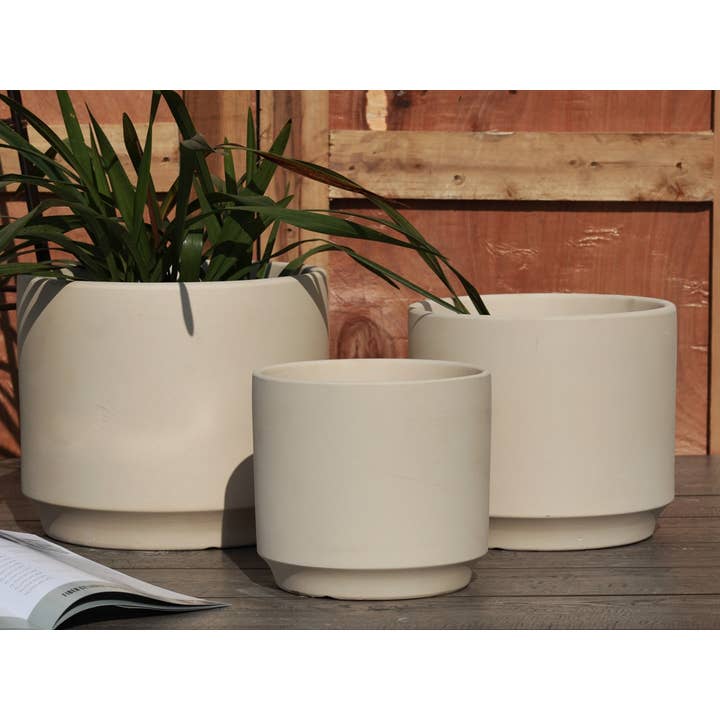 Pacific Home & Garden - Wholesale Plant Pot - Large Comet Planter , Ivory Clay, 12"X10" 10"X8.5" 8"X8" S3