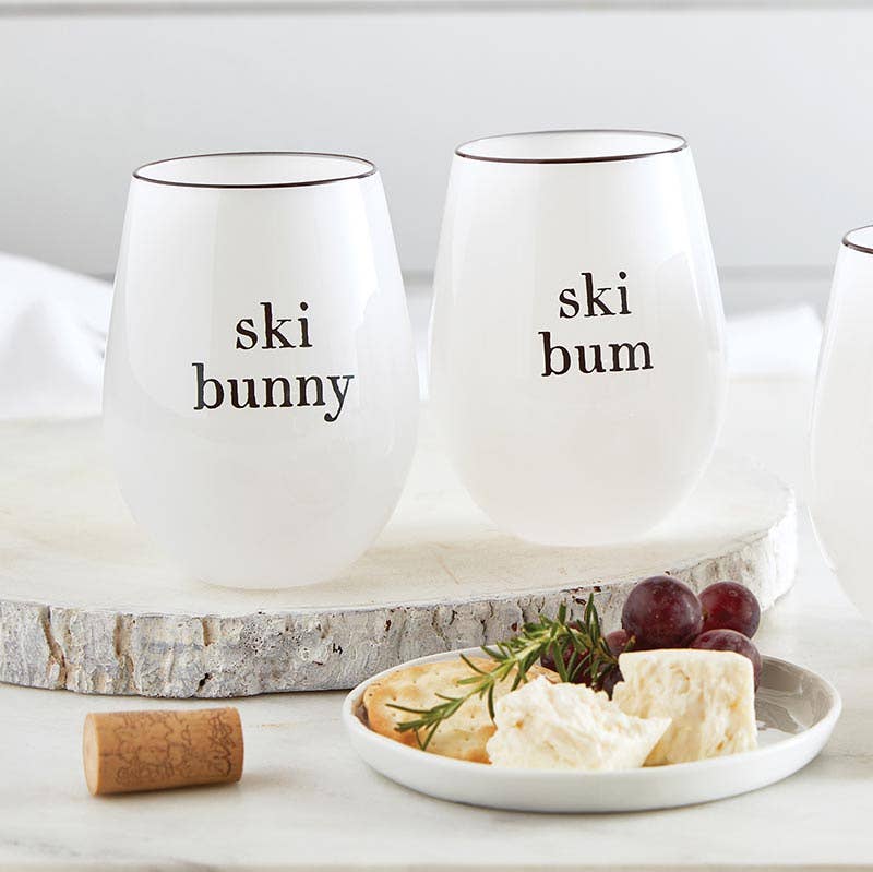 Santa Barbara Design Studio by Creative Brands - Wholesale Wine Glass - Face To Face Wine Glasses - Ski Bunny/Ski Bum - Set of 22
