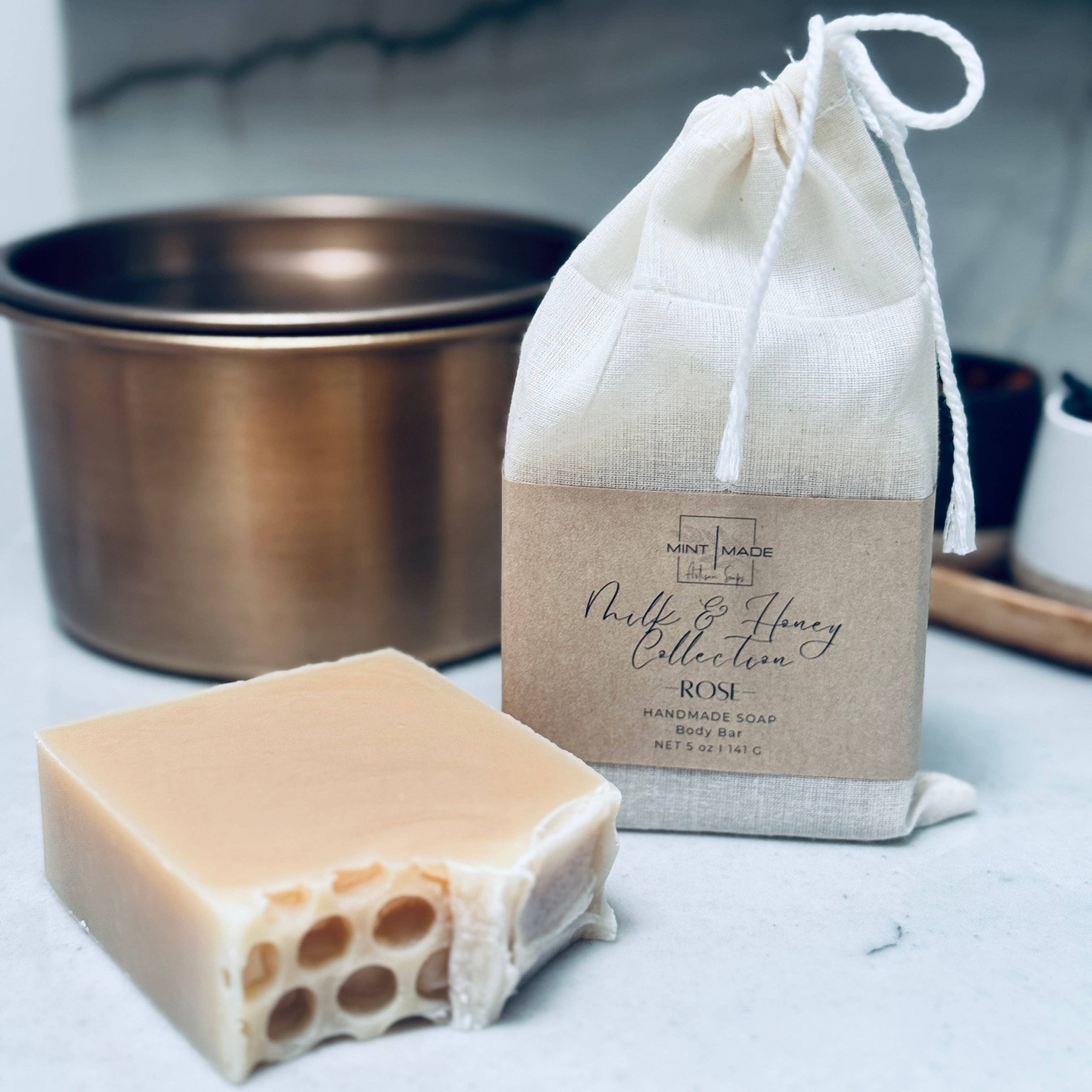 Mint Made Artisan Soaps and Holistic Skincare – wholesale Bar Soap – Milk and Honey Collection Trio | Goat Milk and Honey Soaps4