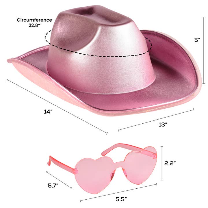 Funcredible - Wholesale Cowboy Hat - Women's - Pink Light Up Cowgirl Hat for Women - Cowboy Hats for Women 1